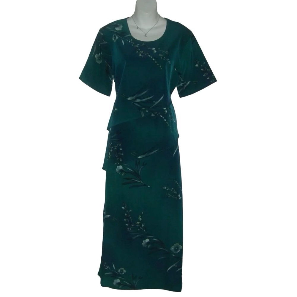 Vintage Momentum Outfit Blouse Skirt Flower Floral Cottagecore Green Spring Sz M
